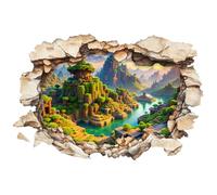 Sticker mural paysage pixel 3D - Aspect bloc - Mine de joueur - Décoration murale pour chambre d'enfant - Film vinyle de qualité supérieure - 40 × 60 cm