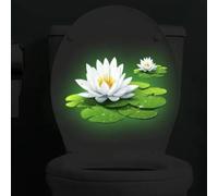 Sticker mural phosphorescent en PVC pour chambre de bébé Motif fleur de lotus Vert 20 x 30 cm