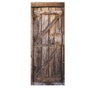 Sticker mural Porte Trompe l'Oeil -Sticker porte Vieux Bois Trompe l'Oeil - Autocollant mural décoration Poster de Porte (77x200