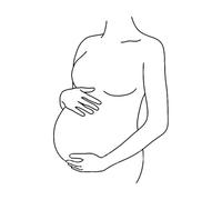 Sticker mural pour baby shower Silhouette de femme enceinte Décorations de fête révélant le sexe du bébé Maman enceinte Art mural Petit format - 26 x 42 cm
