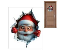 Sticker Mural Qui Brise Mur Père Noël, Autocollant Mural Créatif Du Père Noël, Décorations Amovibles D'autocollants De Fenêtre Bonhomme Neige Noëls 3D, Pour Portes Intérieures Wand Toilettes