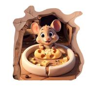 Sticker Mural Souris - Autocollant décoratif à et à coller, illustration mignonne fromage souris, casier artistique, ornement créatif avec des surfaces lisses | et