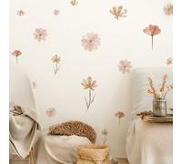 Sticker mural style bohème floral, décoration de chambre à coucher et de salon aquarelle, sticker PVC amovible, art mural, sticker, décalcomanie murale, sticker en vinyle, décoration d'intérieur, déco
