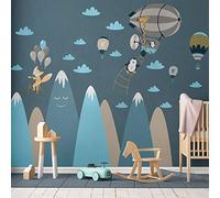 Sticker Muraux Autocollant Enfants Decoration Géant Montagnes Scandinaves pour Chambre Bébé/Animaux en Voyage 50 x 90 cm