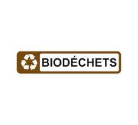 Sticker panneau RECYCLAGE BIODECHETS poubelle de tri autocollant (taille XL : 30cm x 6cm)