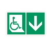 Sticker panneau SORTIE PMR handicapé bas autocollant (taille M : 15cm x 9cm)