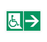 Sticker panneau SORTIE PMR handicapé droite autocollant (taille M : 15cm x 9cm)