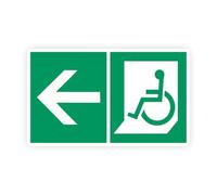 Sticker panneau SORTIE PMR handicapé gauche autocollant (taille M : 15cm x 9cm)