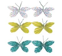 Sticker Papillons En Papier Vert 5x3cm Avec Point Adhésif 6 Pièces