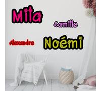 Sticker Personnalisable - Prénom personnalisé - écriture Fleurs 1 - Pour porte mur objet - Décoration - Autocollant adhésif - Chambre bébé, enfant et adulte, Salon - Taille au choix - 30 Couleurs
