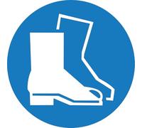 Sticker Port E P I Obligatoire Ø15 cm - Autocollant Signalétique Sécurité Chantier - Casque, Gants, Lunettes, Chaussures, Protection Auditive - Pictogramme (port de chaussure de securité obliogatoire)