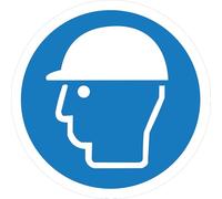 Sticker Port E P I Obligatoire Ø15 cm - Autocollant Signalétique Sécurité Chantier - Casque, Gants, Lunettes, Chaussures, Protection Auditive - Pictogramme (Port du casque obligatoire)