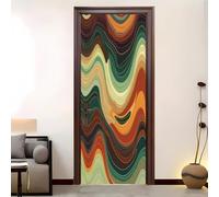 Sticker Porte Auto-adhésif 83x205 cm Coloré Décoration Intérieure | Sticker Porte PVC Style Visuel Kei Abstrait Lignes OnduléEs Imperméable Anti Décoloration pour Chambre, Salle de Bain