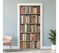 Sticker Porte Bibliothèque Autocollants De Porte Étagère à Livres 3D Amovible Bibliothèque Moderne Affiche Stickers Mural Décoration pour Chambre Salon Cuisine Salle 77x200 cm K1d199