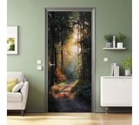 Sticker Porte Chemin De Forêt D'Automne, Sticker Muraux Porte En Trompe l'Oeil Jungle Botanique, Autocollant Mural Décoration - Stickers Chambre Salle De Bain Cuisine Décoration 95 x 215 cm