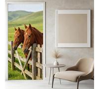 Sticker Porte Cheval Papier Peint, Ferme de Campagne Autocollant Poster Auto-Adhésif, Chambre Salon Salle de Bain Affiche Art Décor Mural 3D Stickers Porte 95 x 215 cm w.7592