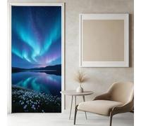 Sticker Porte Ciel Étoilé Papier Peint, Vue sur la Mer Autocollant Poster Auto-Adhésif, Chambre Salon Salle de Bain Affiche Art Décor Mural 3D Stickers Porte 95 x 215 cm w.7606