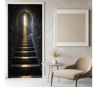 Sticker Porte Couloir Papier Peint, Sous-Sol Autocollant Poster Auto-Adhésif, Chambre Salon Salle de Bain Affiche Art Décor Mural 3D Stickers Porte 77 x 200 cm w.7307