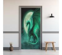 Sticker Porte Dragon Vert, Sticker Mural Porte 86 x 200 cm Anime Fantastique, pour Salon Chambre Décoration De La Maison Muraux Imperméable Stickers Amovibles SR14zh98A