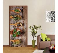 Sticker Porte Effet 3D 77x200cm(30.31 inches * 78.74 inches)Cuillère assaisonnement Peinture murale de porte Sticker Trompe l'œil Stickers de Porte 3D Effet Décoration Auto Adhésif Amovible Imperméabl