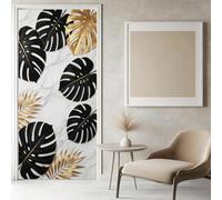 Sticker Porte Feuilles de Palmier Papier Peint, Plantes Tropicales Autocollant Poster Auto-Adhésif, Chambre Salon Salle de Bain Affiche Art Décor Mural 3D Stickers Porte 95 x 215 cm w.7550