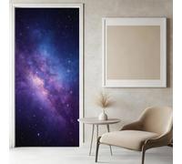 Sticker Porte Galaxie Papier Peint, Ciel Étoilé Violet Autocollant Poster Auto-Adhésif, Chambre Salon Salle de Bain Affiche Art Décor Mural 3D Stickers Porte 95 x 215 cm w.7669