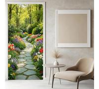 Sticker Porte Jardin Papier Peint, Paysage Boisé Autocollant Poster Auto-Adhésif, Chambre Salon Salle de Bain Affiche Art Décor Mural 3D Stickers Porte 86 x 200 cm w.7497