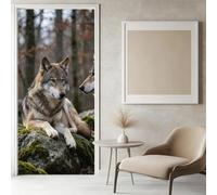 Sticker Porte Loup Sauvage Papier Peint, Animaux Sauvages Autocollant Poster Auto-Adhésif, Chambre Salon Salle de Bain Affiche Art Décor Mural 3D Stickers Porte 86 x 200 cm w.7658