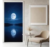 Sticker Porte Lune Papier Peint, Ciel Étoilé Bleu Autocollant Poster Auto-Adhésif, Chambre Salon Salle de Bain Affiche Art Décor Mural 3D Stickers Porte 95 x 215 cm w.7837