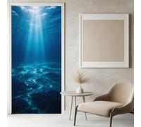 Sticker Porte Mer Bleue Papier Peint, Océan Autocollant Poster Auto-Adhésif, Chambre Salon Salle de Bain Affiche Art Décor Mural 3D Stickers Porte 95 x 215 cm w.7326
