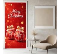Sticker Porte Noël Papier Peint, Noël Rouge Autocollant Poster Auto-Adhésif, Chambre Salon Salle de Bain Affiche Art Décor Mural 3D Stickers Porte 77 x 200 cm w.7671