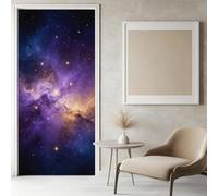 Sticker Porte Objets du Ciel Étoilé Papier Peint, Galaxie Violette Autocollant Poster Auto-Adhésif, Chambre Salon Salle de Bain Affiche Art Décor Mural 3D Stickers Porte 95 x 215 cm w.7347