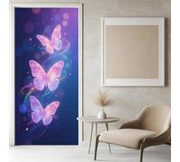 Sticker Porte Papillon Papier Peint, Ciel Étoilé Violet Autocollant Poster Auto-Adhésif, Chambre Salon Salle de Bain Affiche Art Décor Mural 3D Stickers Porte 95 x 215 cm w.7858