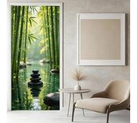 Sticker Porte Pierre de Bambou Papier Peint, Thème Zen Autocollant Poster Auto-Adhésif, Chambre Salon Salle de Bain Affiche Art Décor Mural 3D Stickers Porte 95 x 215 cm w.7830