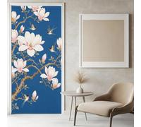 Sticker Porte Style Chinois Papier Peint, Motif Floral Autocollant Poster Auto-Adhésif, Chambre Salon Salle de Bain Affiche Art Décor Mural 3D Stickers Porte 95 x 215 cm w.7802