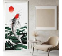 Sticker Porte Style Japonais Papier Peint, Style Japonais Autocollant Poster Auto-Adhésif, Chambre Salon Salle de Bain Affiche Art Décor Mural 3D Stickers Porte 90 x 210 cm w.7479