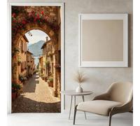 Sticker Porte Style Sud-Européen Papier Peint, Paysage Italien Autocollant Poster Auto-Adhésif, Chambre Salon Salle de Bain Affiche Art Décor Mural 3D Stickers Porte 86 x 200 cm w.7714