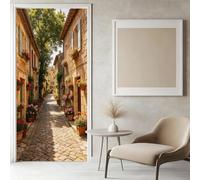 Sticker Porte Style Sud-Européen Papier Peint, Ruelle Française Rétro Autocollant Poster Auto-Adhésif, Chambre Salon Salle de Bain Affiche Art Décor Mural 3D Stickers Porte 95 x 215 cm w.7543