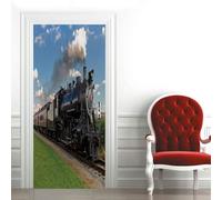 Sticker Porte Train À Vapeur Papier Peint Porte, Train À Vapeur Autocollant Poster Porte Auto-Adhésif, Chambre Salon Salle de Bain Affiche Art Décor Mural 3D Stickers Porte 77 x 200 cm q6450