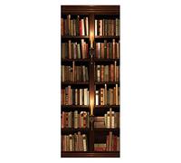Sticker Porte Trompe l'oeil Effect 3D Poster Trompe l'oeil Porte Mural Intérieure pour Décoration Mur Salon Cuisine Chambre Salle de Bain Papier Peint 95x215 cm Bibliothèque