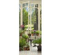 Sticker porte, trompe l'oeil jardin d'hiver, pièce ancienne avec accès sur le jardin, 204 cm X 60 cm