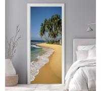 Sticker Porte Trompe-l'oeil Plage Effect 3D Poster Porte Auto-Adhésif Paysage Tropical Autocollant 68x200 cm Imperméable et Amovible pour Salon, Chambre et Cuisine Mural Décoration m.1623