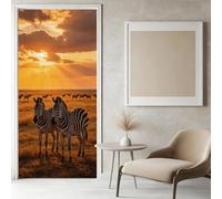 Sticker Porte Zèbre Papier Peint, Faune Africaine Autocollant Poster Auto-Adhésif, Chambre Salon Salle de Bain Affiche Art Décor Mural 3D Stickers Porte 88 x 200 cm w.7708