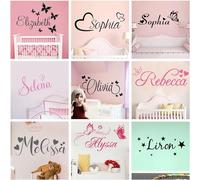 Sticker Prénom Fille Avec Papillon Personnalisable Avec Le Prénom De Votre Enfant, Stickers Muraux Personnalisés En Forme De Papillon Et Coeur, Décoration Vinyle(M)