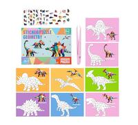 Sticker Puzzles - 3D DIY Numbered Art | Sticker Book By Number For Kids Educational Home School Travel Boys Girls Airplane Car Easter Birthday Gift