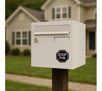 Sticker STOP PUB - Autocollant Boîte aux Lettres Anti-Publicités - Formats 6×6/8×8/10×10 cm - Vinyle Extérieur Résistant - Noir ou Blanc - Facile à Poser - Stop Prospectus (Noir, 6x6cm)