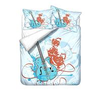 Sticker Superb. 3D Graffiti Guitare Étoile Musique Floral Parures de Lit de Housse de Couette Taie d'oreiller, Bohême Guitare Housse de Couette en Microfibre Polyester (Guitare 2,220 x 240cm)