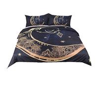 Sticker superb Ensemble de Literie Couette Ensemble de Literie 2 Personnes Housse de Couette 220 * 240 Crâne Sun Lotus Roi (Lune, Roi)