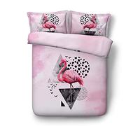 Sticker superb Forêt Vert Feuille 220x240cm Housse de Couette Bambin Fille, Rose Flamant Coton Parures de Lit avec Taie d'oreiller Automne Hiver (Rose Flamant, 220_x_240_cm)