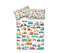 Sticker Superb Housse de Couette Tracteur Enfant 2 Personnes 200 x 200 cm Equipe de Construction de Mini Animaux Voiture Avion Dinosaure Taie d'oreiller Parures de Lit (Modèle 3, 200_x_200_cm)